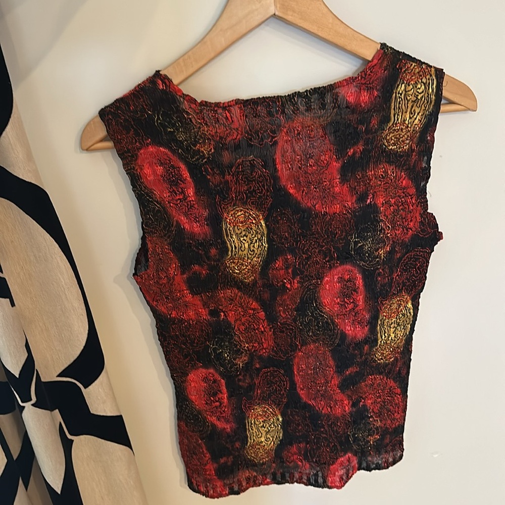 Alberto Malaki sheer sequin pattern vintage sleeveless top - Picture 2 of 4